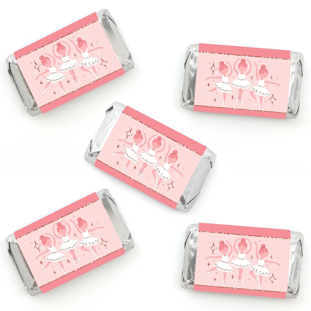 Big Dot of Happiness Tutu Cute Ballerina - Mini Candy Bar Wrapper Stickers - Ballet Birthday Party or Baby Shower Small Favors - 40 Count